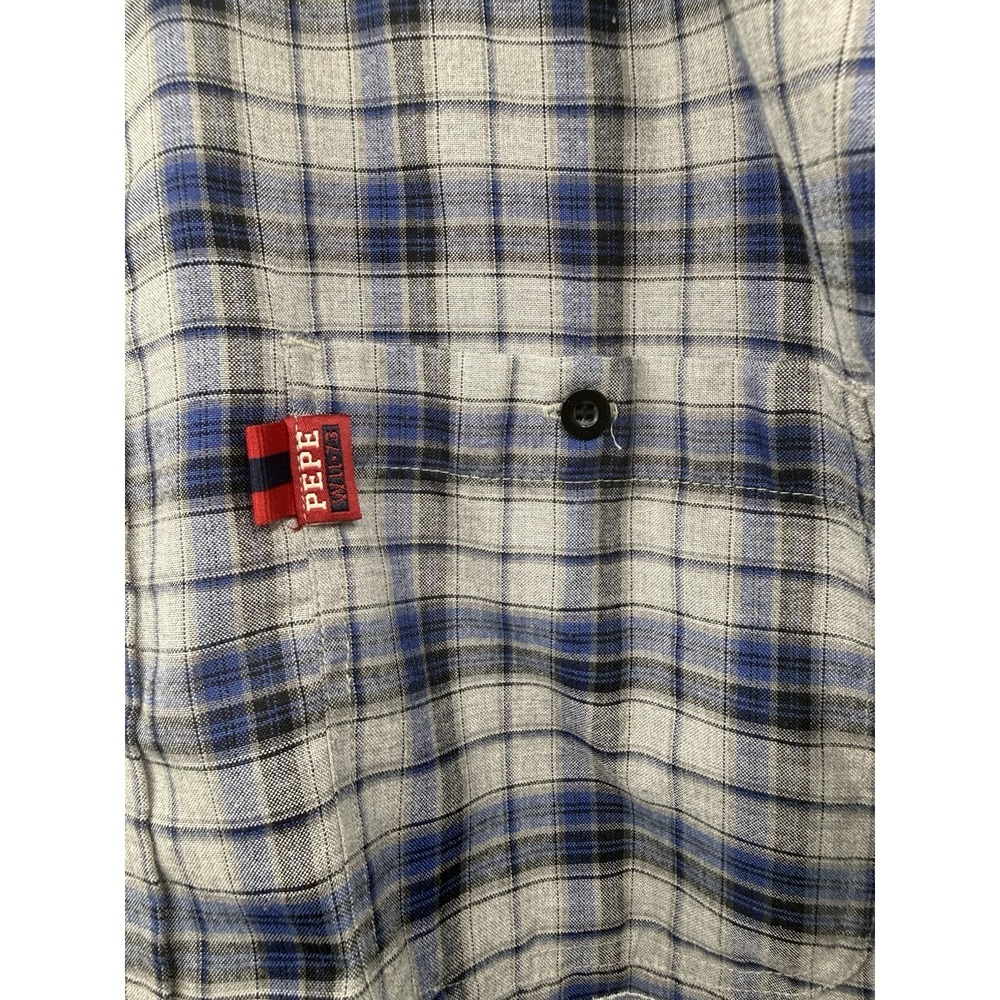 Pepe Jeans London W11-73 Mens Embroidered Button Down Plaid Shirt LG VTG 90s EUC - Picture 5 of 8